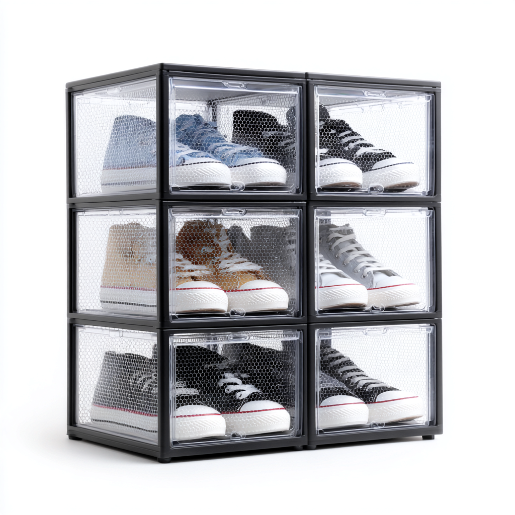 Schuhschrank Kunststoff 35x25x55 cm - Schwarz-Transparent - Modern - Für Flur-Sofagetly