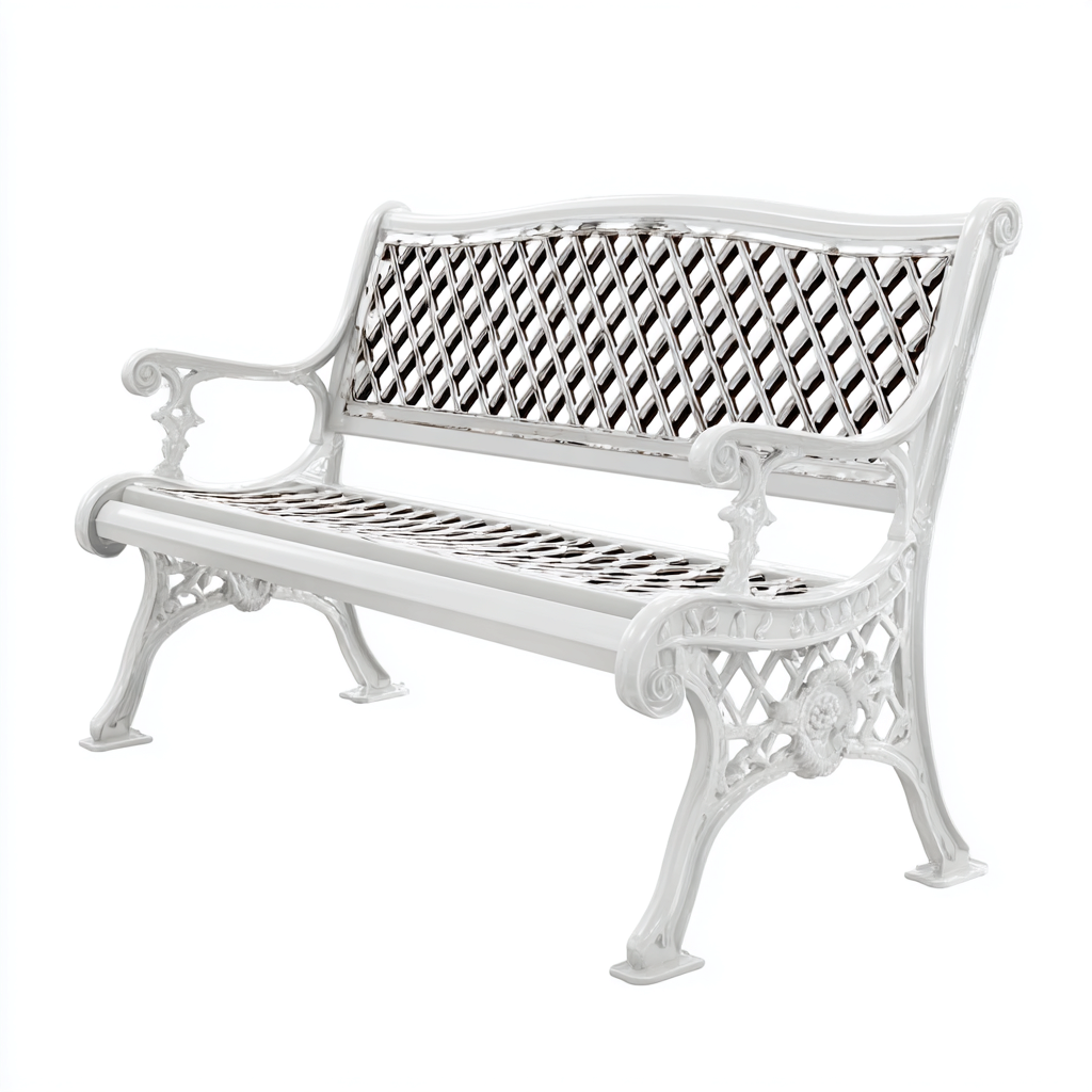 Gartenbank Metall 120x55x85 cm - weiß - klassisches Design-Sofagetly