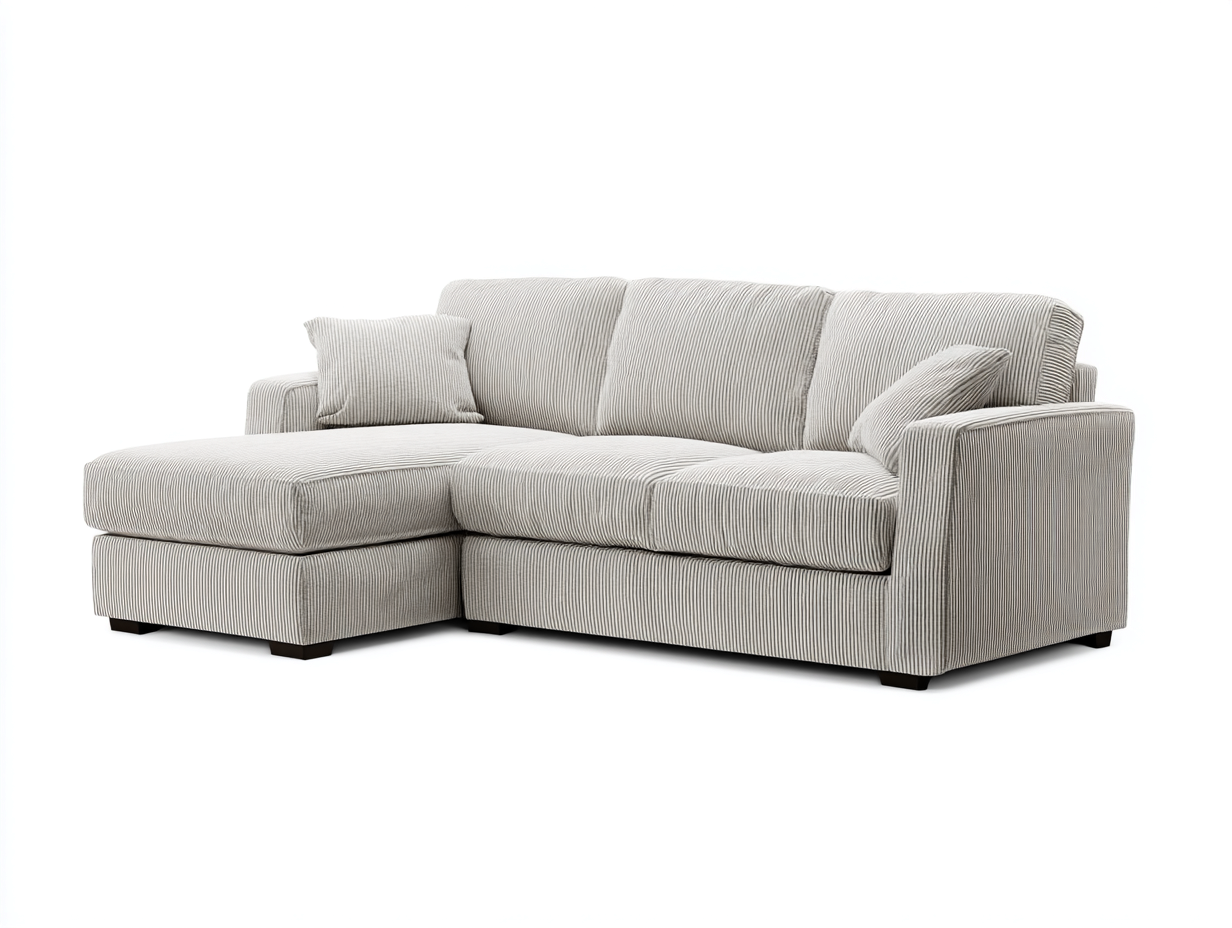 Canapé d'angle tissu rembourré 255x160x82 cm - Beige - Design contemporain-Homigoloft