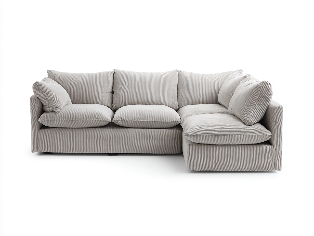 Canapé d'angle tissu 255x165x82 cm - gris clair - design contemporain pour salon-Homigoloft