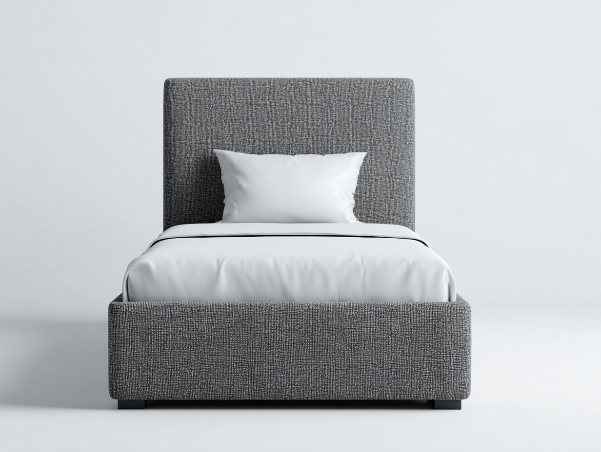 Lit simple tapissé en tissu 200 x 90 x 105 cm - Gris - Design moderne pour chambre-Homigoloft