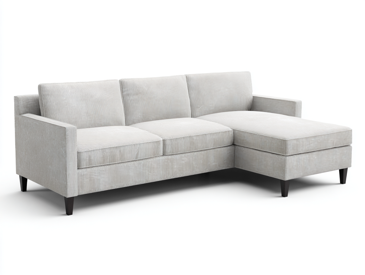 Canapé d'angle tapissé tissu 245x155x85 cm - beige clair - style moderne-Homigoloft