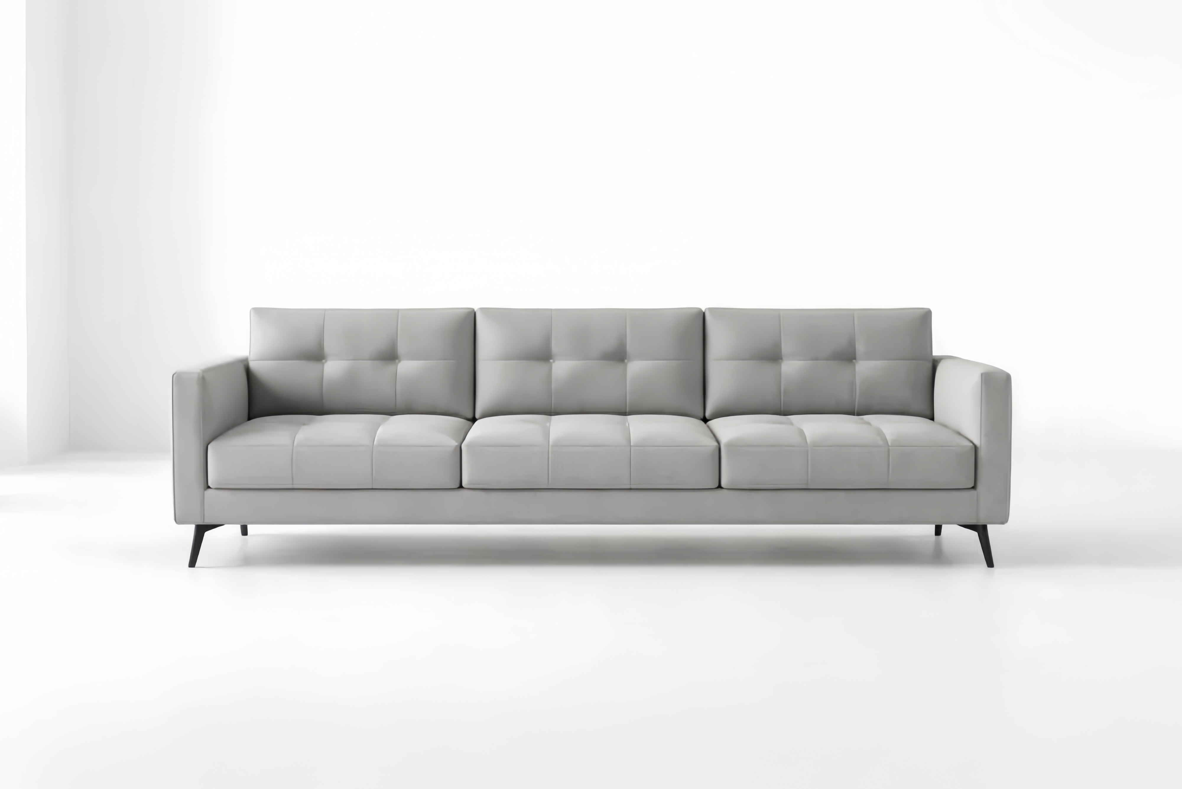 Divano tre posti grigio tessuto poliestere 220x85x90 cm