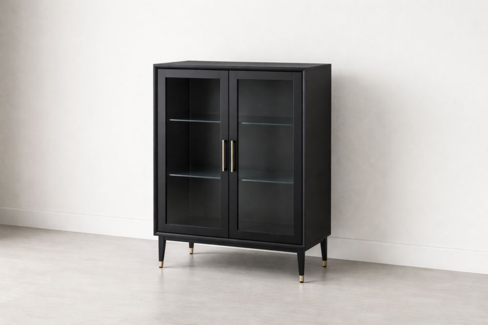 Vetrina in Alluminio nero con ante in vetro temperato