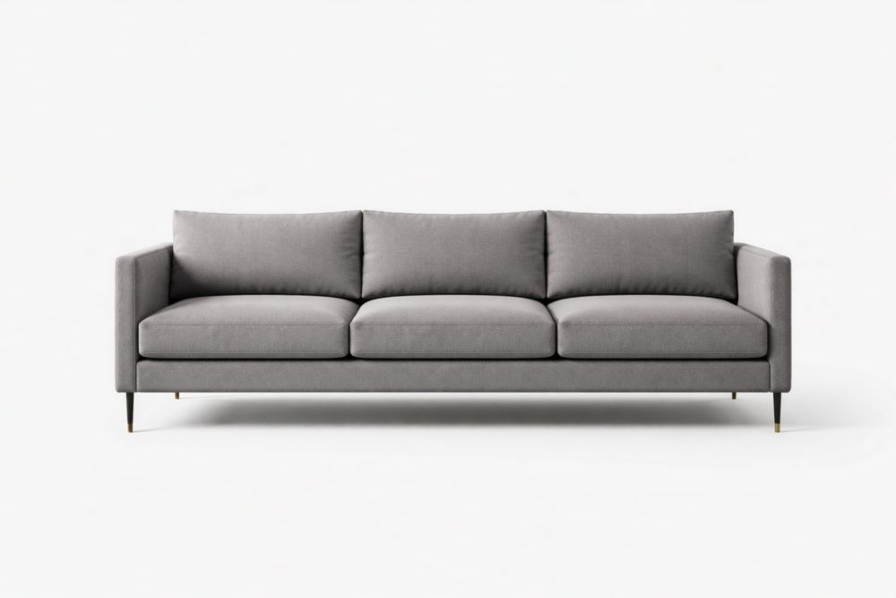 Divano tre posti grigio tessuto poliestere