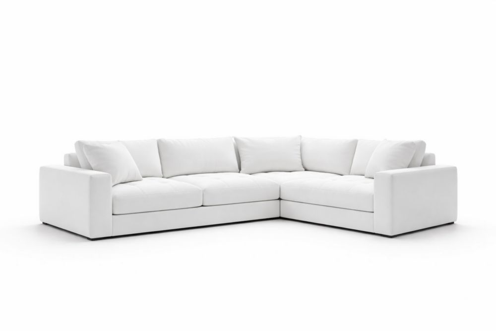 Divano angolare in tessuto poliestere bianco