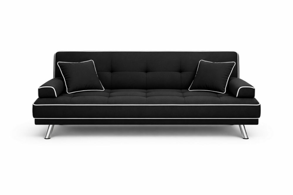 Divano in tessuto poliestere nero con gambe in Alluminio