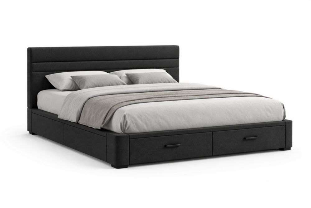 Letto matrimoniale in pelle sintetica con cassetti 200x160x100 cm