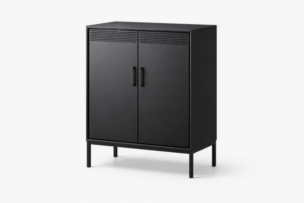 Armadio in Alluminio Nero a Due Ante 90x60x35 cm