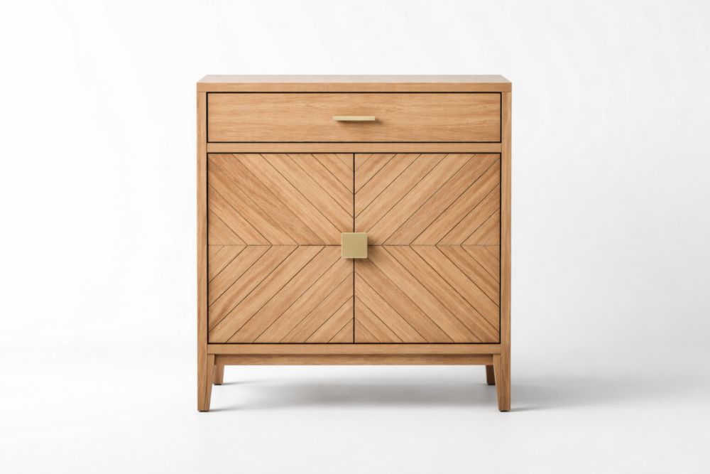 Credenza in Legno di Quercia con Cassetto e Due Ante 80x40x90cm