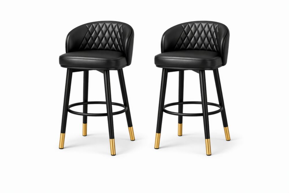 Set di sgabelli da bar con rivestimento in pelle PU e gambe in alluminio