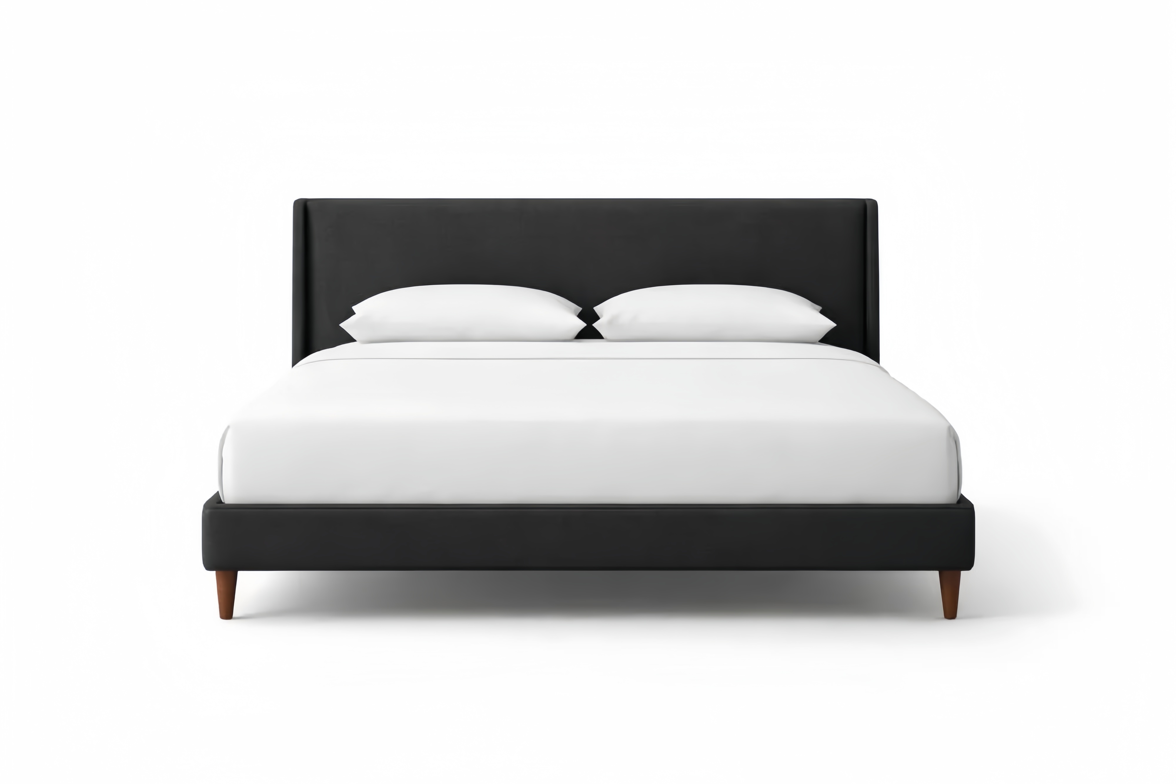 Letto matrimoniale in tessuto poliestere nero con struttura in legno massello 200x160 cm