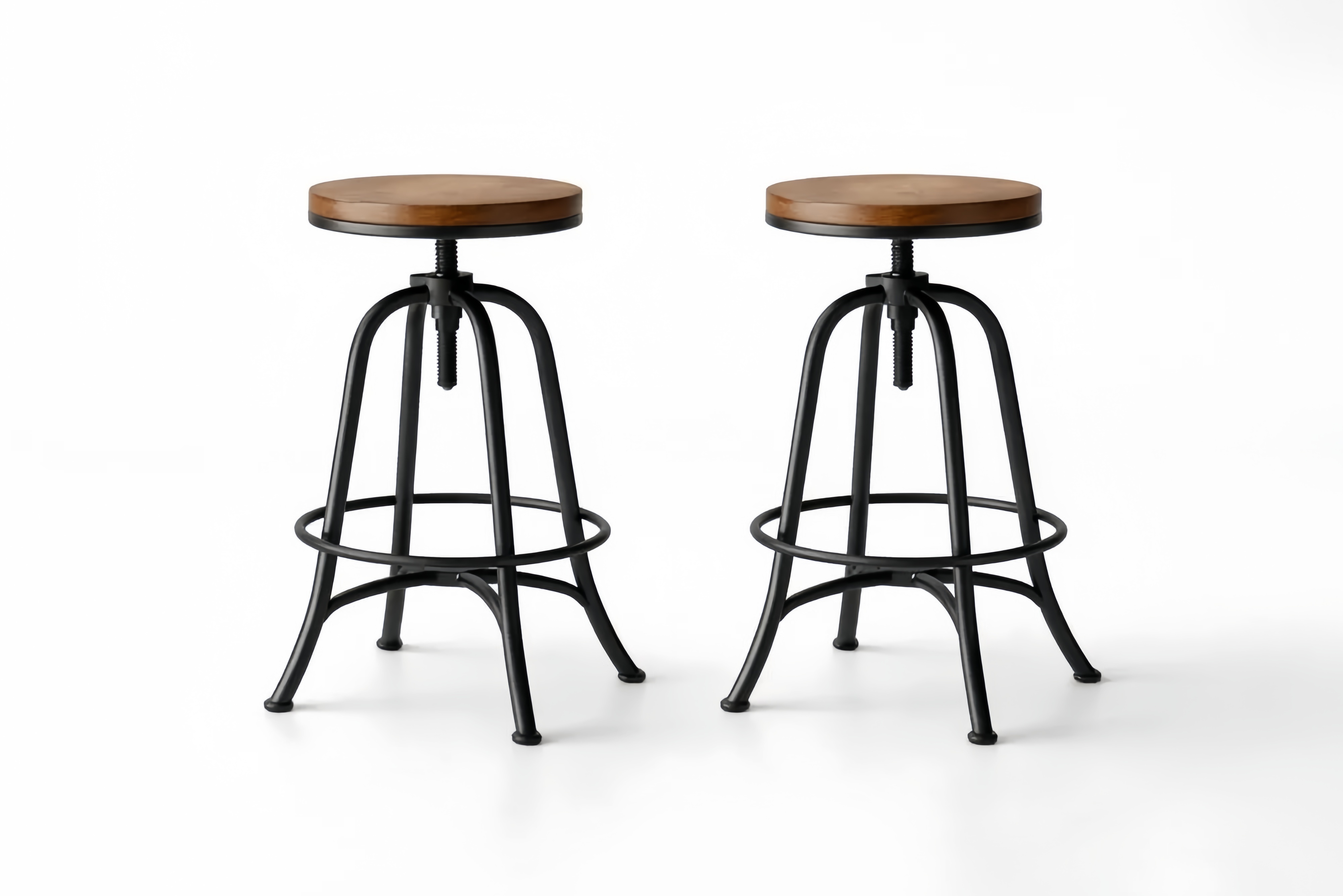 Set di sgabelli regolabili in Legno di noce e Acciaio