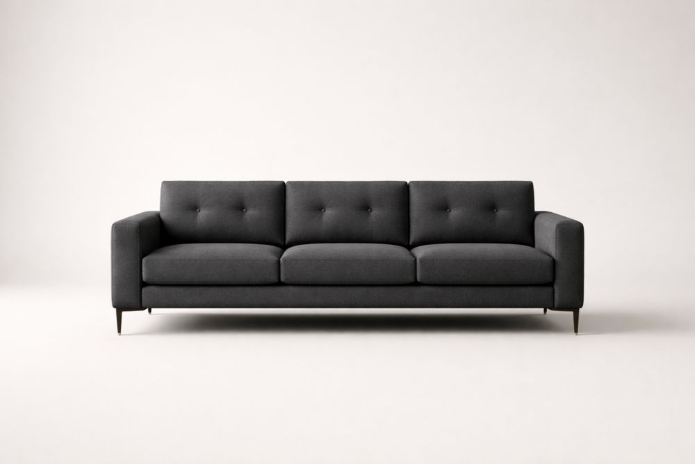 Divano a tre posti in tessuto poliestere con gambe in Alluminio