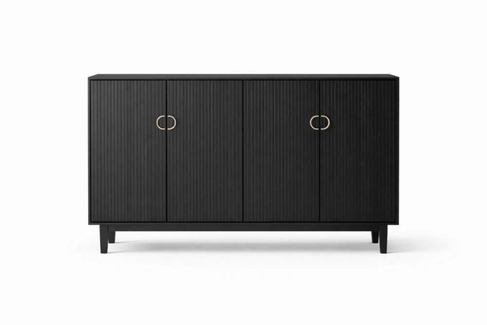 Credenza in Legno Massello Nero con 4 Ante