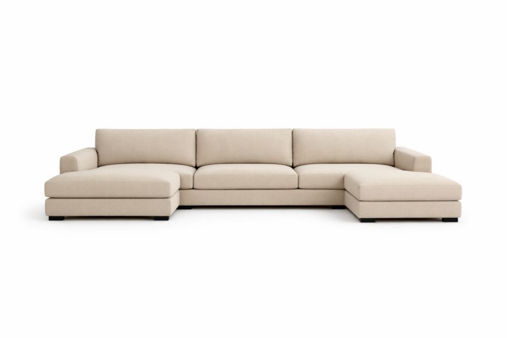 Divano angolare 3 posti beige in tessuto poliestere