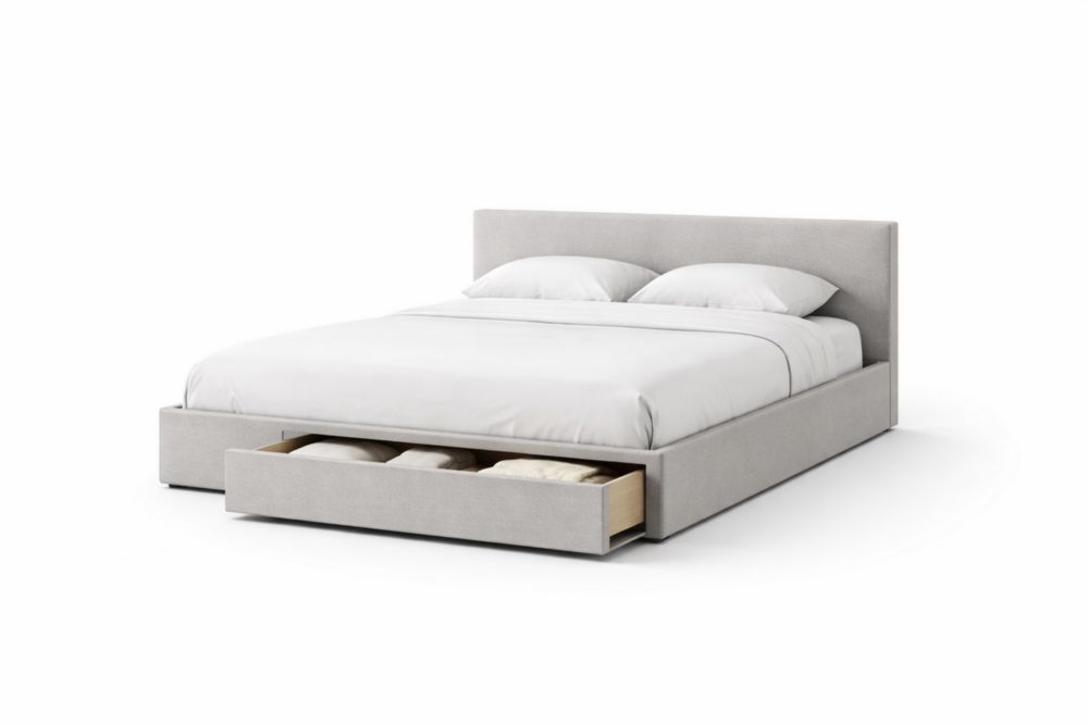 Letto con Contenitore in Tessuto Grigio 200x160cm
