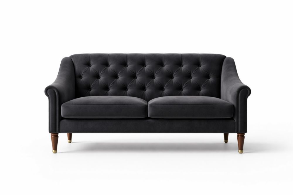 Divano a 2 Posti in Velluto Grigio Scuro