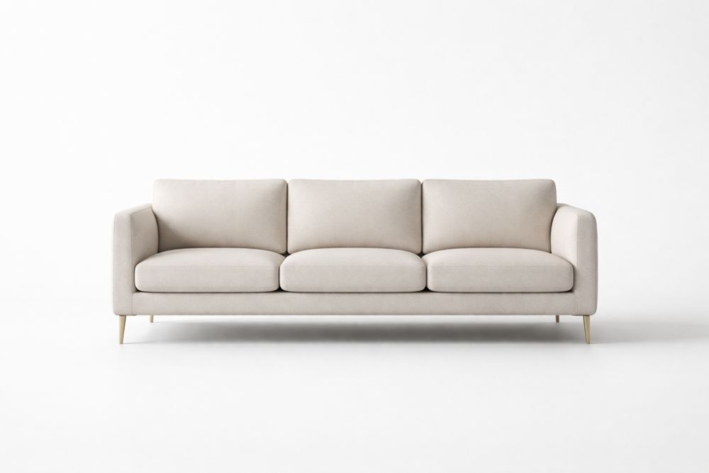 Divano tre posti in tessuto beige