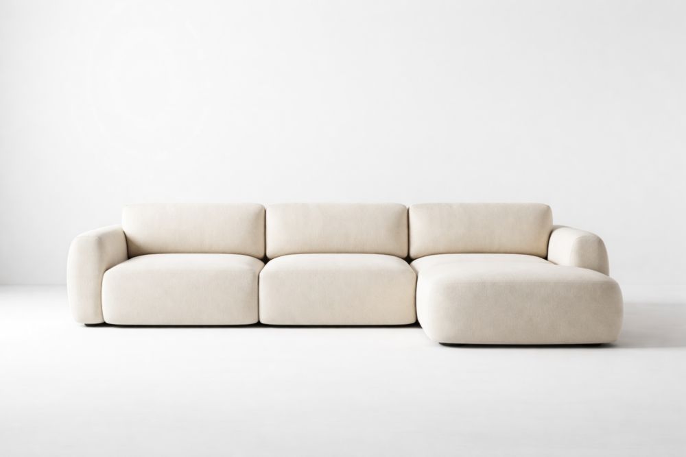 Divano modulare angolare in tessuto beige