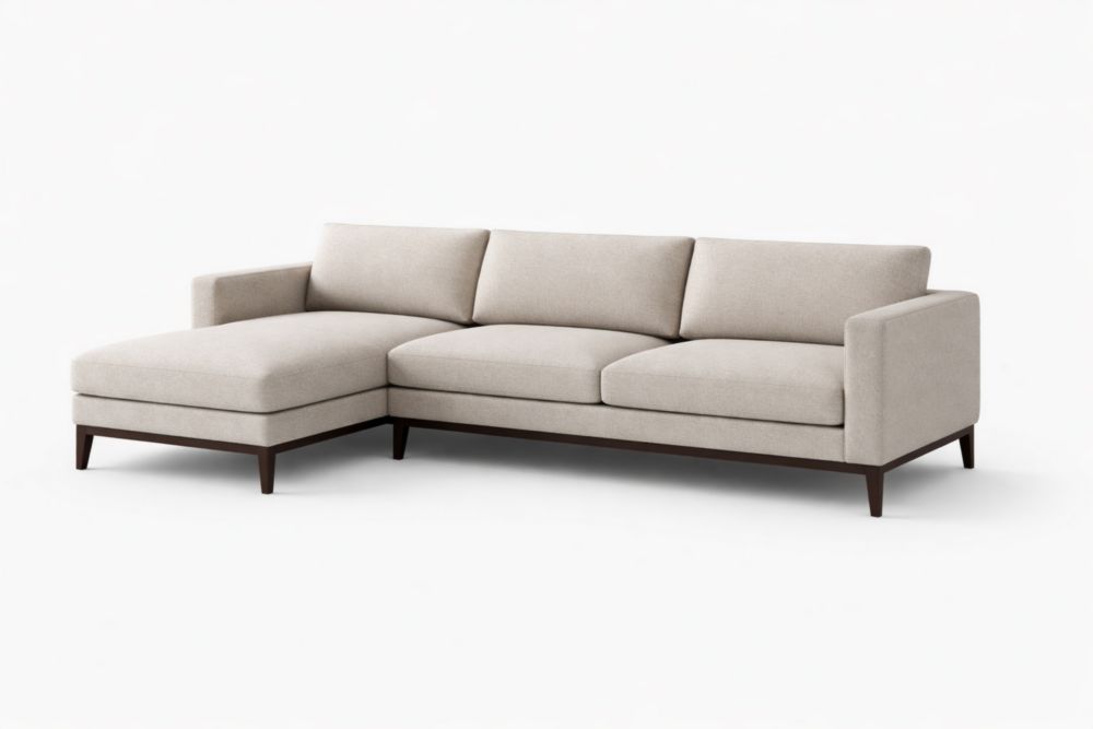 Divano angolare in tessuto poliestere beige