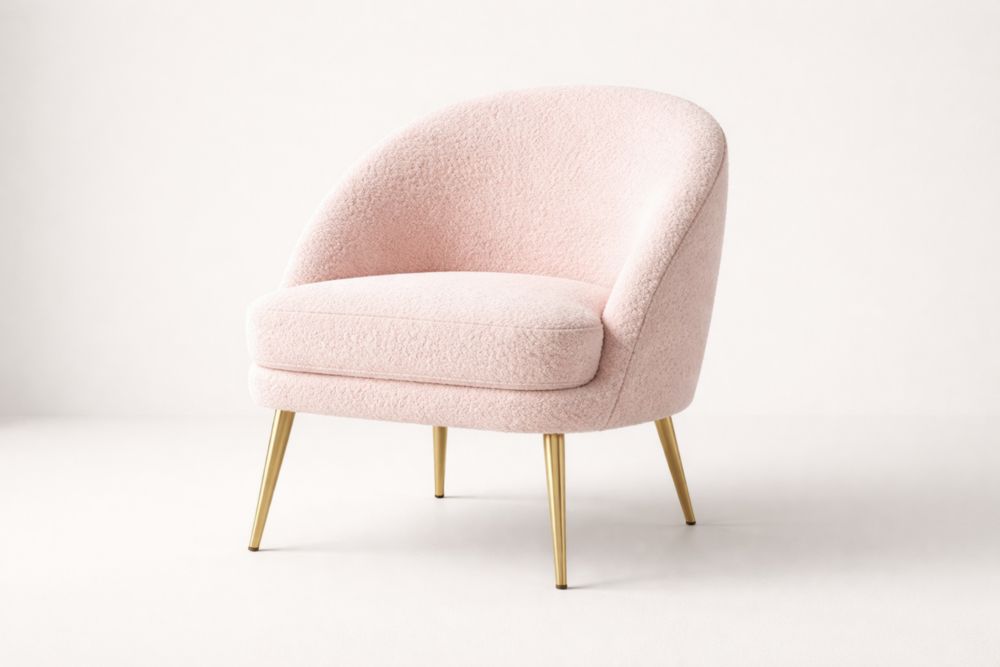 Poltrona in tessuto bouclé rosa