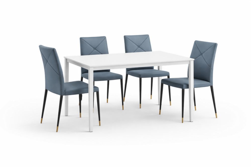 Set tavolo e sedie in MDF e PU bianco/blu