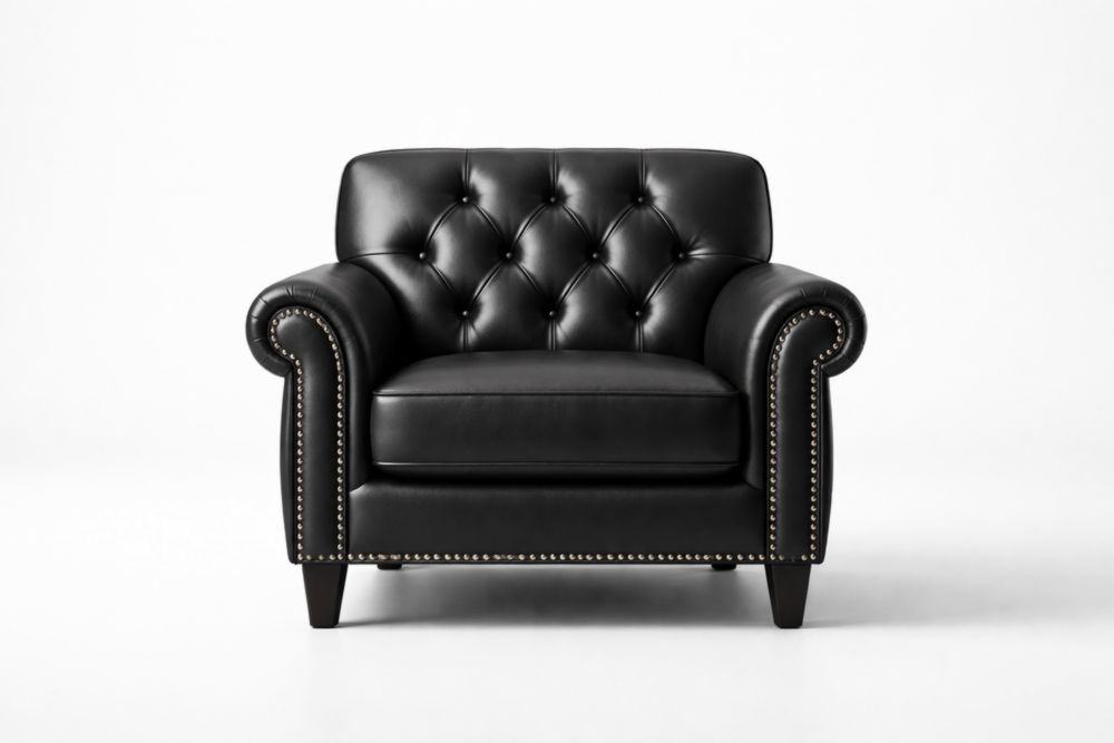 Poltrona Chesterfield in Pelle Nera