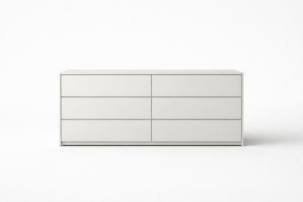 Cassettiera in Legno MDF con 6 Cassetti, Lunghezza 160 cm x Larghezza 50 cm x Altezza 80 cm, Bianco