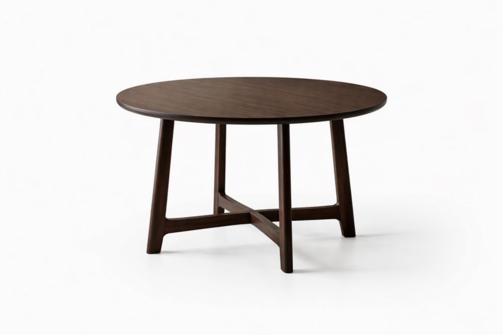 Tavolo Rotondo in Legno di Noce Marrone Scuro