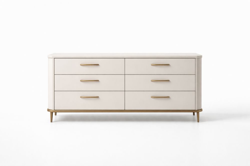 Cassettiera 6 Cassetti Beige MDF Altezza75cmxLarghezza160cmxProfondità50cm