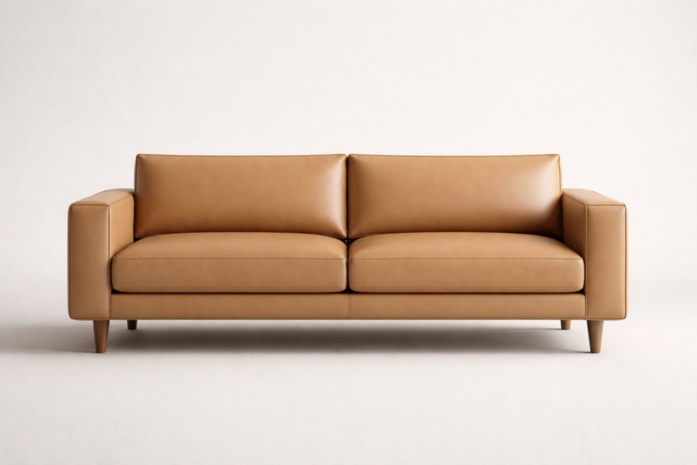 Divano in Pelle Sintetica Marrone 2 Posti