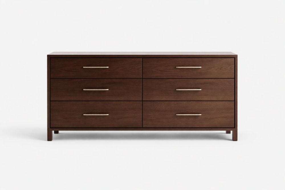 Cassettiera in Legno  di noce con 6 Cassetti Marrone