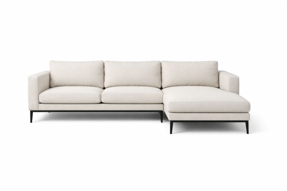 Divano angolare a L chaise longue destra tessuto poliestere beige