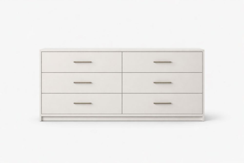 Cassettiera in legno MDF bianco 6 cassetti