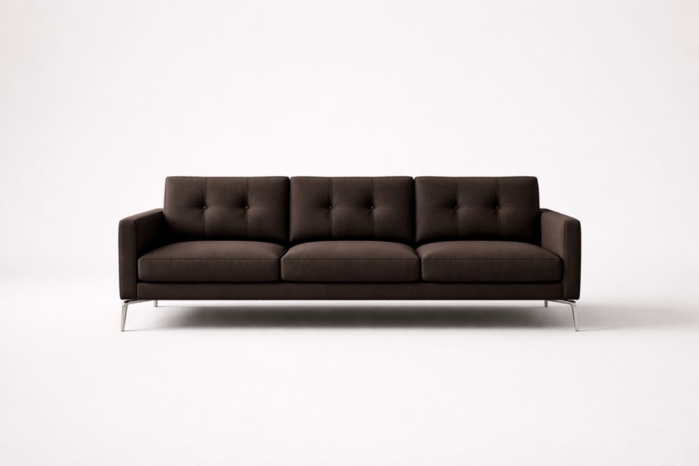 Divano tre posti in tessuto poliestere marrone