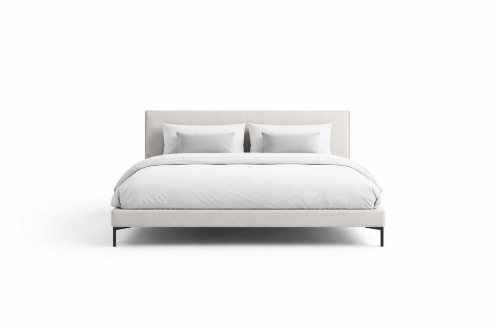 Letto Matrimoniale in Tessuto Bianco con Struttura in Acciaio