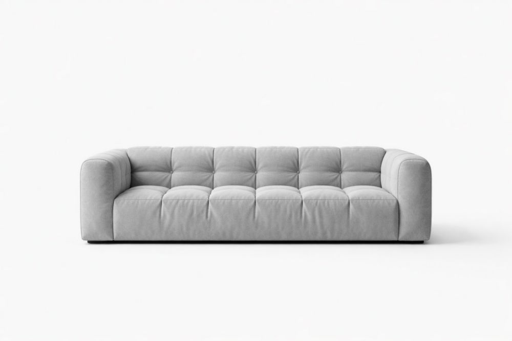 Divano a tre posti in tessuto poliestere grigio