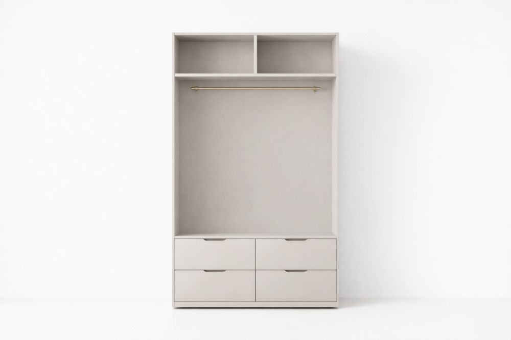 Armadio Legno MDF con Cassetti e Ripiani Bianco Altezza200cmxLarghezza120cmxProfondità50cm