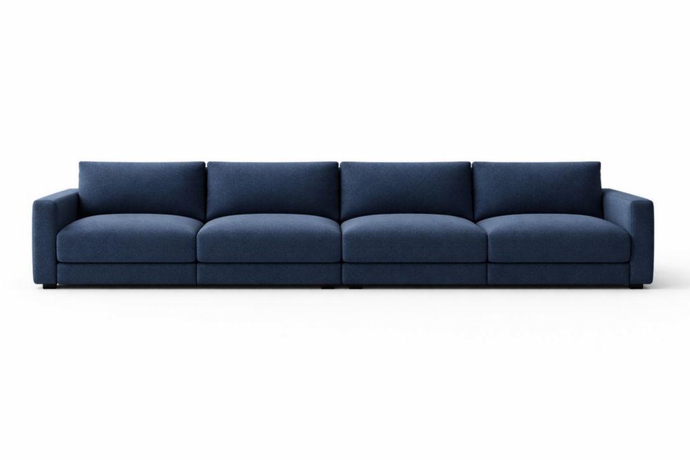 Divano modulare 4 posti in tessuto poliestere blu