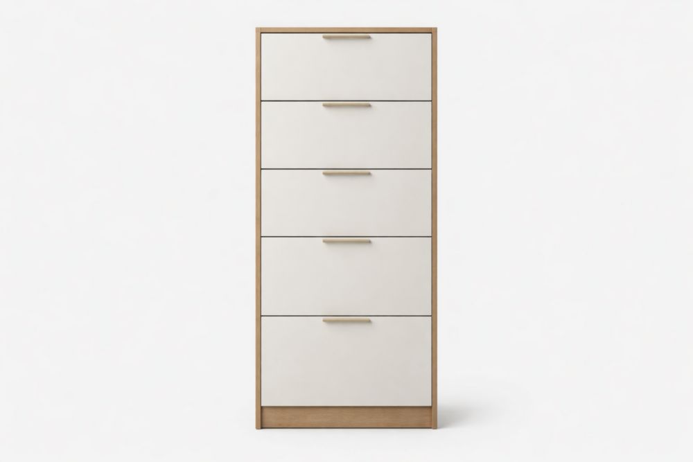 Cassettiera verticale legno MDF 5 cassetti bianco