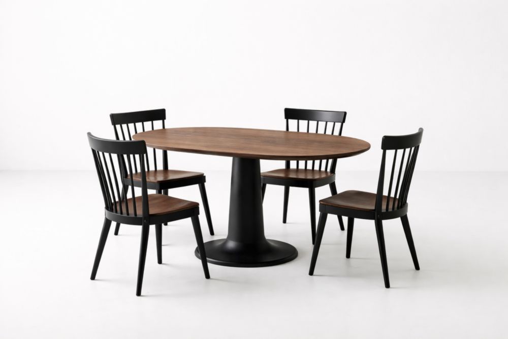 Set Tavolo e Sedie in Legno Massello Noce