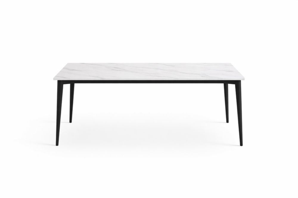 Tavolo rettangolare in marmo e acciaio bianco e nero Lunghezza 200 cm x Larghezza 90 cm x Altezza 75 cm