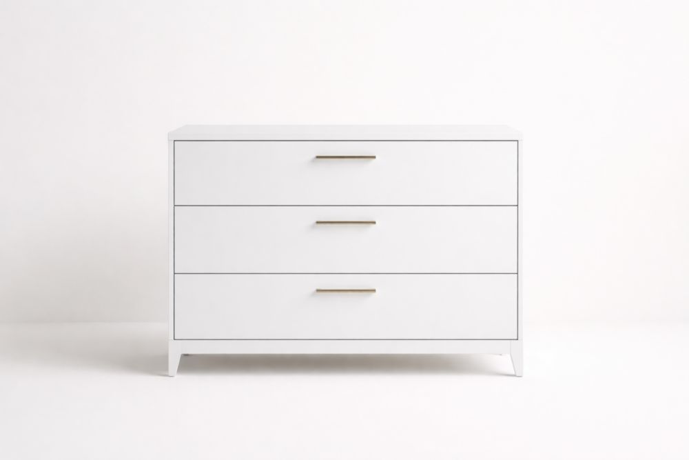 Cassettiera in MDF Bianca con Tre Cassetti