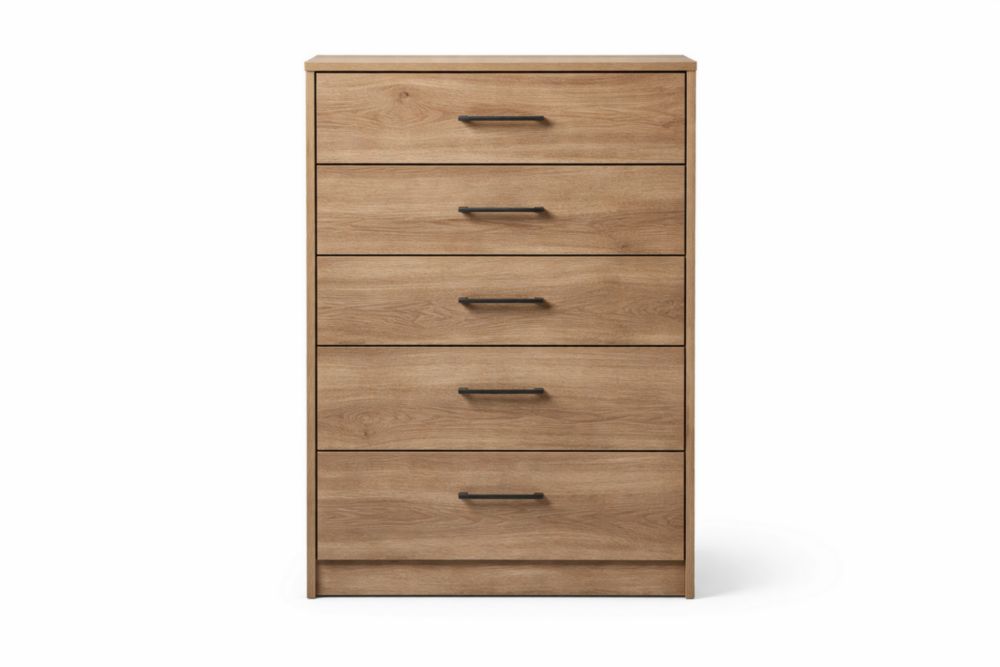 Cassettiera in Legno Lamellare con 5 Cassetti Marrone