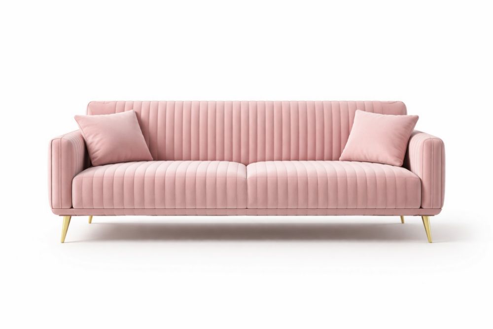 Divano in velluto rosa a tre posti