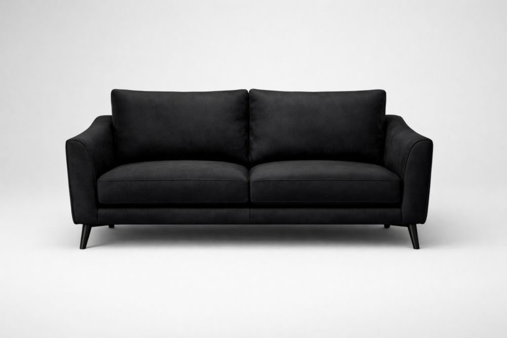 Divano due posti in tessuto nero