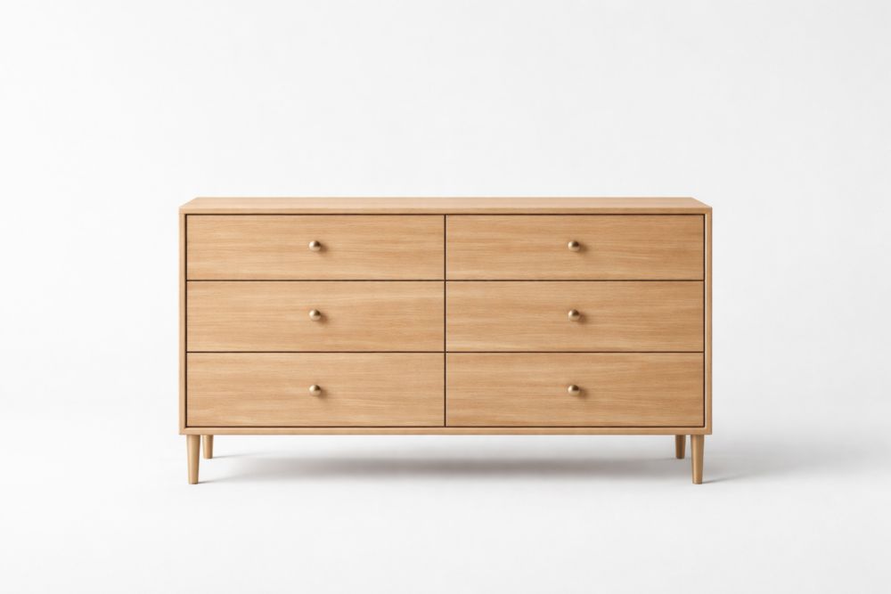 Cassettiera in legno rovere con sei cassetti Lunghezza 120 cm x Larghezza 45 cm x Altezza 75 cm