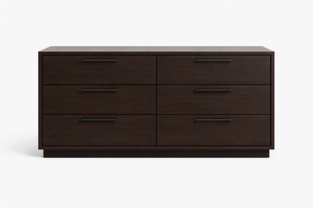 Cassettiera in legno MDF marrone scuro con 6 cassetti