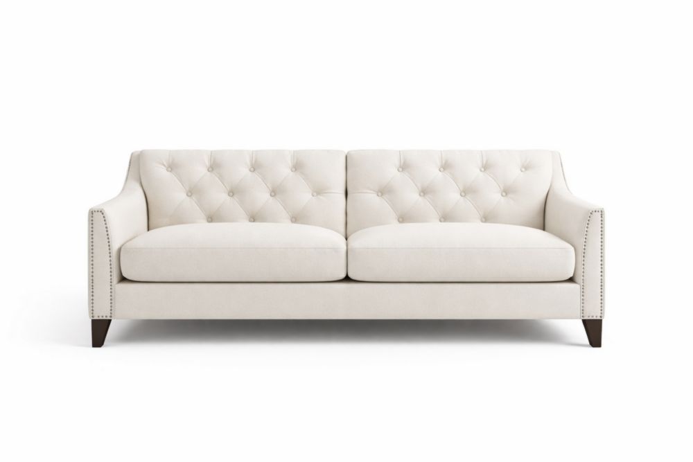 Divano a 2 posti in tessuto Beige con struttura in legno massello